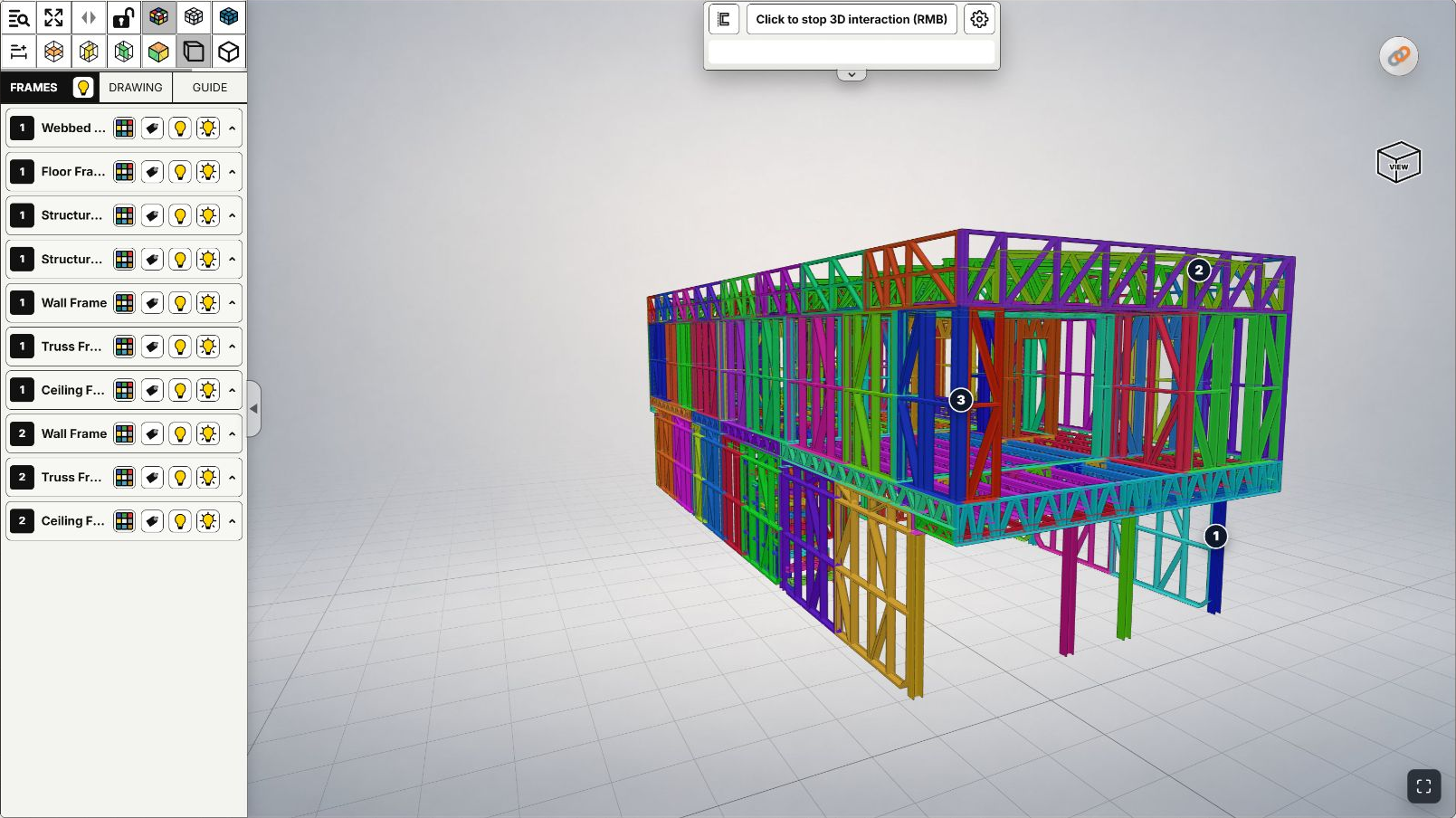 The same steel framing model viewed from another camera angle